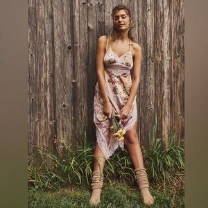 Free People Right Now Midi Slip in Blush Pink Combo, size XS